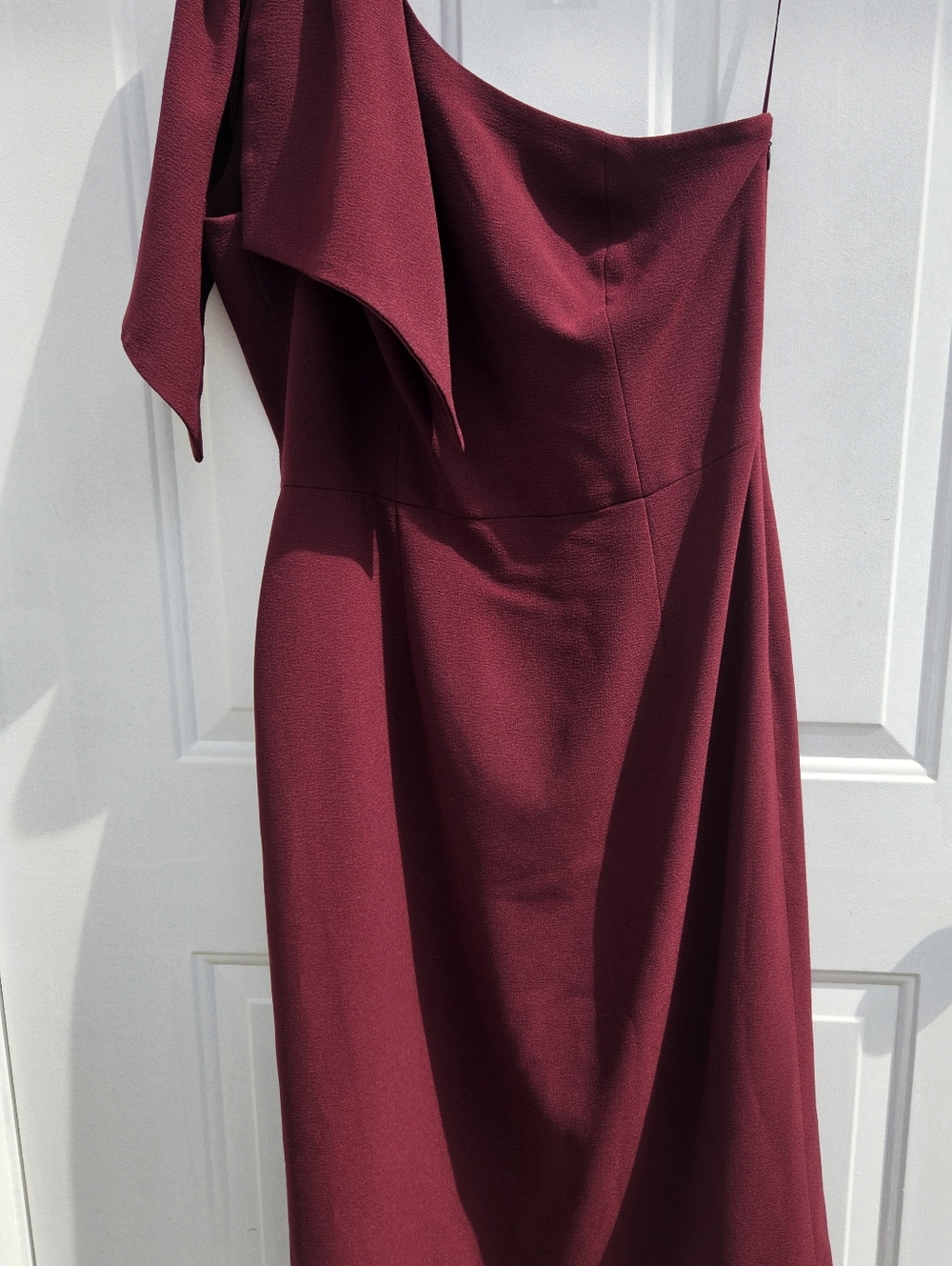 Dress The Population Tiffany Burgundy One Shoulder Midi Dress Bridal Coctail L - Picture 2 of 16